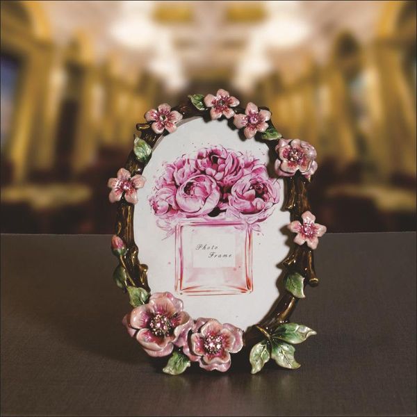 

frames fengtianyuan po frame table floret inlaid with 6-inch elliptical metal home furnishing crafts
