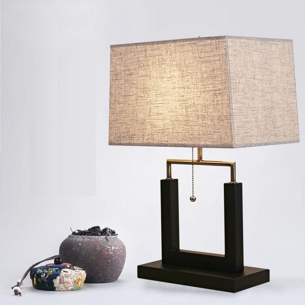 

table lamps lukloy chinese style textile light simple european-style lamp retro creative living room bedroom bedside