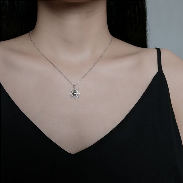 

pure sier s925 wind sun necklace personality chic pendant fashion temperament clavicle chain, Silver