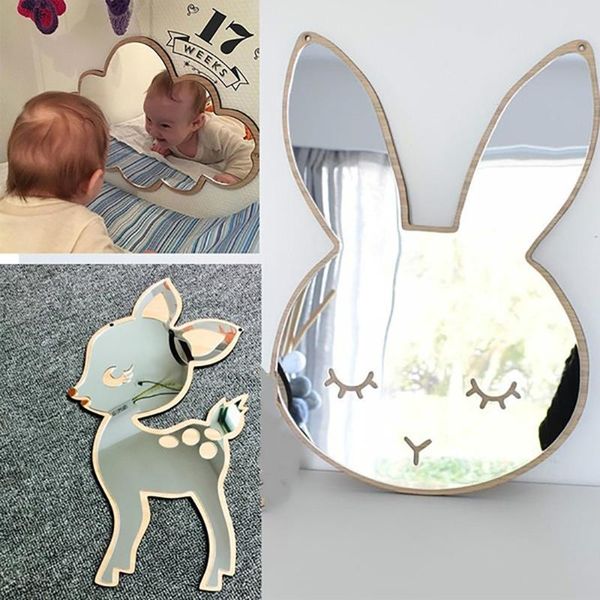 

window stickers children cartoon decorative mirror bathroom baby room animal wood acrylic frame creative home art wall decorations #t1p