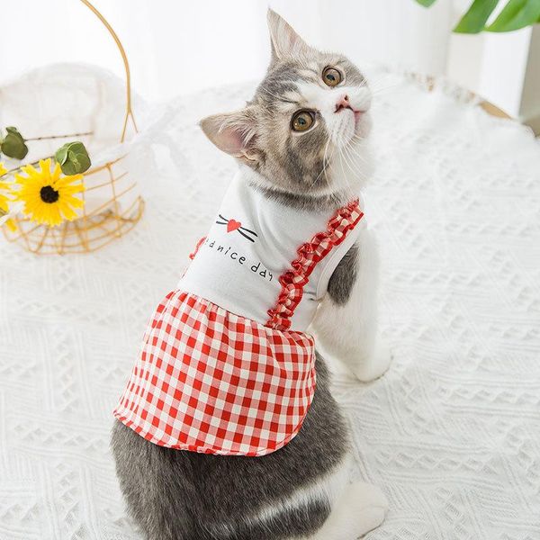

cat costumes pet clothes vest skirt summer thin section lattice breathable teddy puppy princess dress