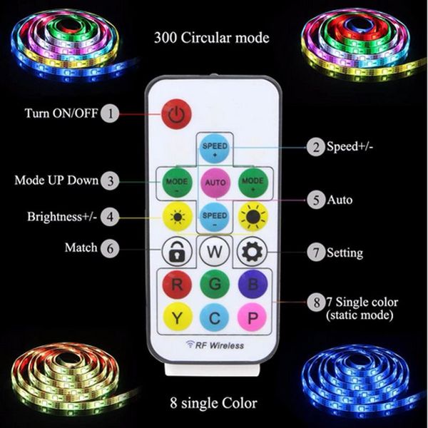 

strips led light 5v usb ws2812b ws2812 ic rgb water tracking effect remote control kit tv hd computer monitor background