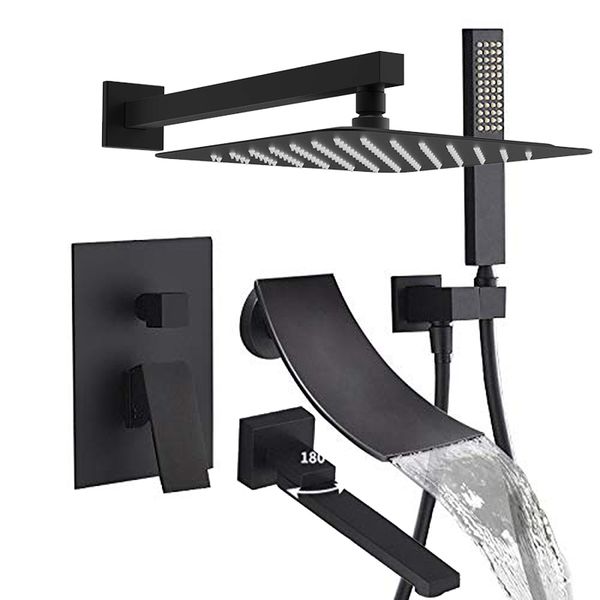 

bathroom shower sets black stainless steel in wall set rainfall faucet and cold mixer handheld spray 30ua