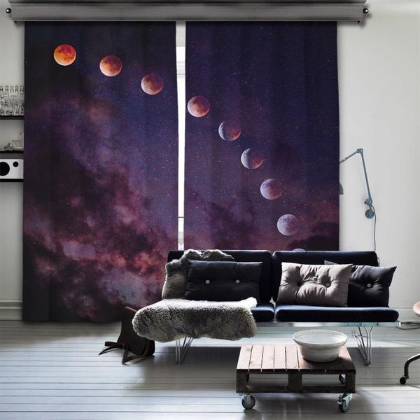 

cipcici the blood moon blackout curtain kids living room child space interstellar purple nebula planets stars boy girl & drapes