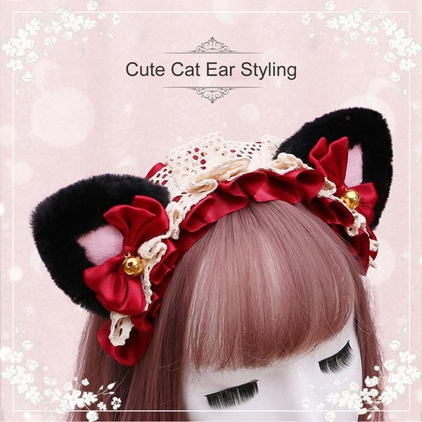 

other event & party supplies japanese girl lace bell cat ear hoop lolita maid headband cute headdress bandana anime cosplay hair accessories