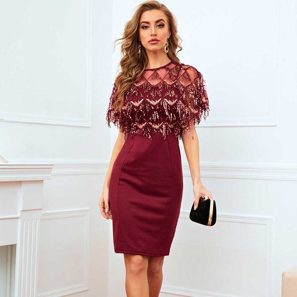 

luxury evening party dresses stitching tassel sequin women's wear, Black