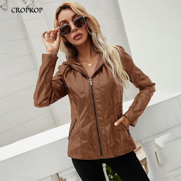 

women's jackets fashion oversized faux leather zipper jacket women warm black coat autumn winter basic vintage streetwear hoodies 2021, Black;brown