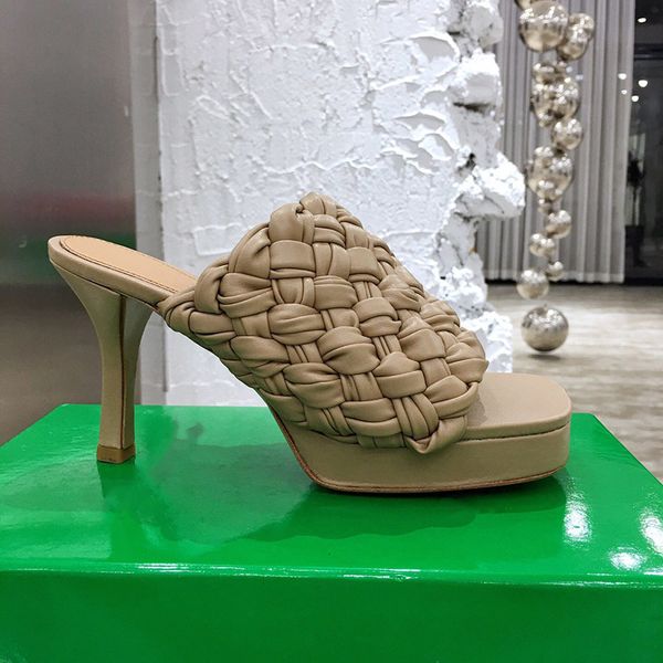 

sandals quality board sandals square toe women sandals platform sandal weave high heels fashion luxury designer slides summer slip, Black