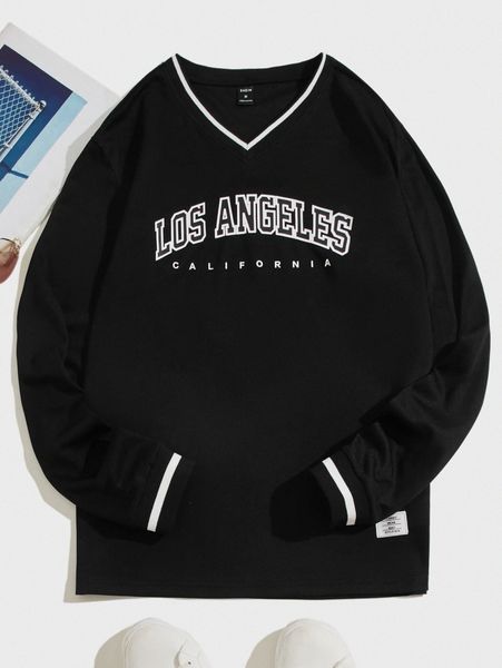 

men letter graphic patched detail striped trim tee m8rm#, White;black