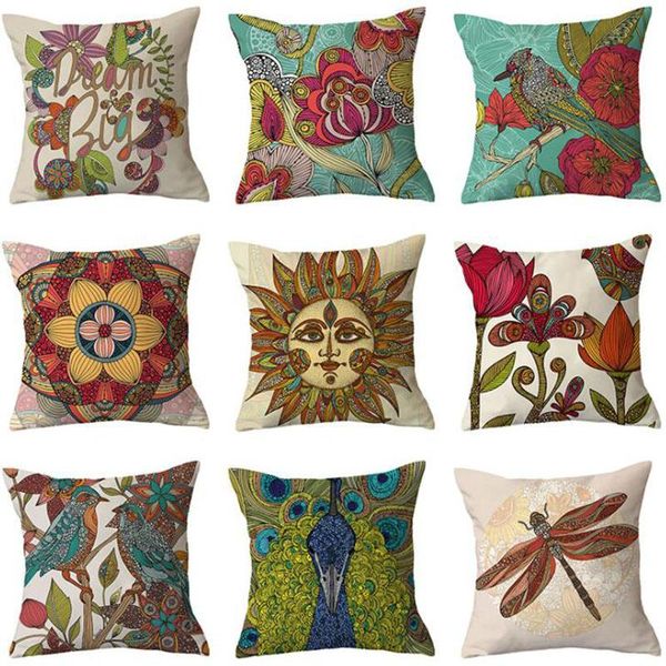 

pillow case 2pcs/set pillowcase exotic ethnic style sofa throw cushion cover creative geometry floral pattern square for home