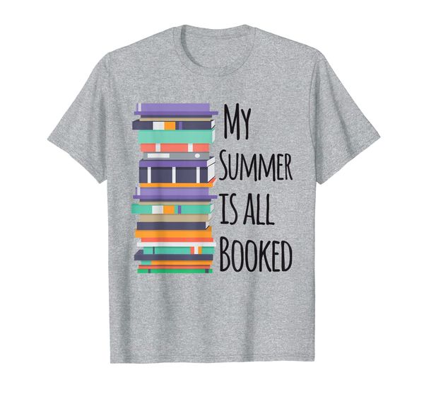 

funny love books love reading my summer is all booked t-shirt, White;black