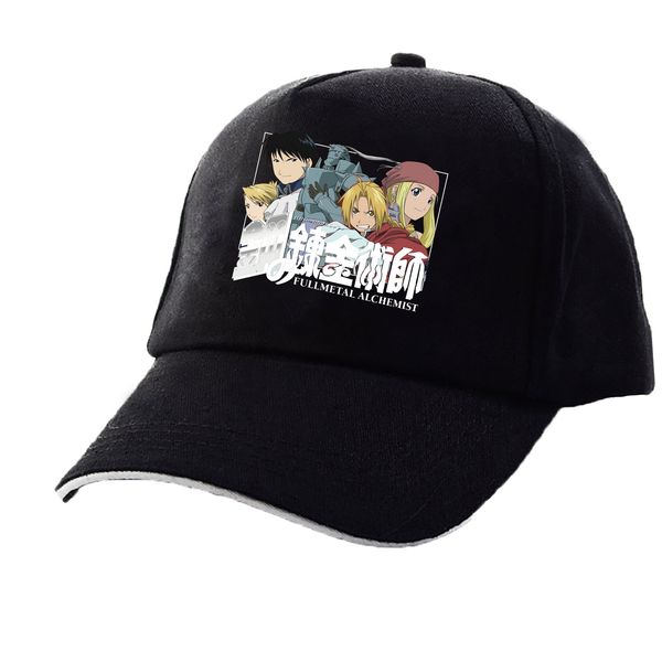 

cap women's summer anime steel alchemist, Black;white