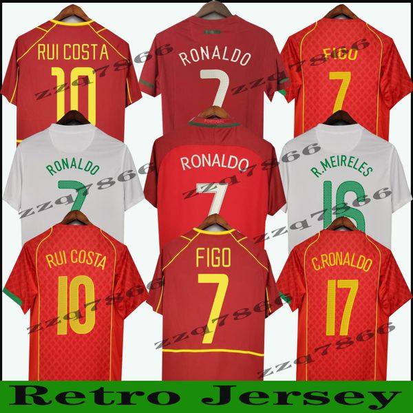 1998 2010 2010 Retro Ronaldo Soccer Jerseys Home Figo Nani 2002 2004 Play Versão Jersey 16 Vintage Pui Costa Quaresma J.Moutinho R. Meireles Clássico Unifom