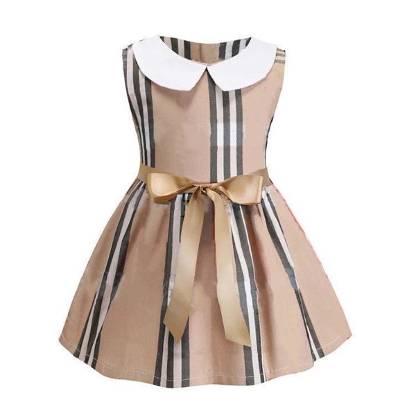 

girl's dress summer short sleeve kids for girls striped bow children princess dresses toddler girl clothing 2-6years c0308, Red;yellow