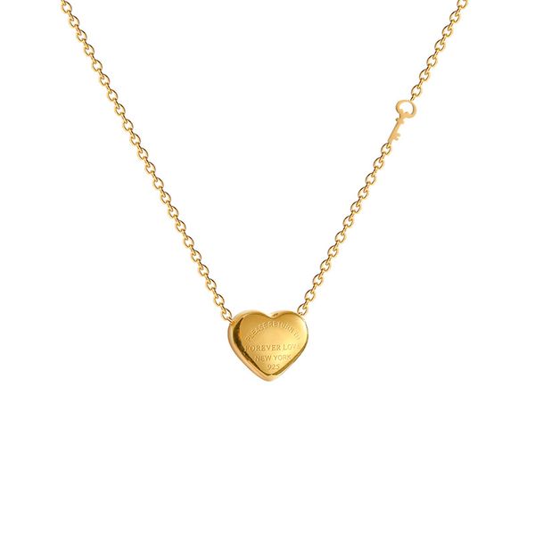 

classic stainless steel clavicle chain love heart pendant necklace women gold titanium choker party wedding jewelry gifts, Silver