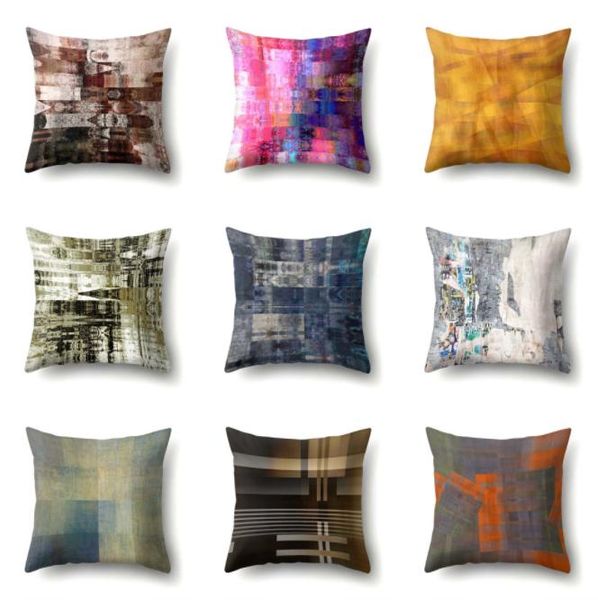 

mylb 45*45cm square decorative throw pillow case geometric striped print flower pillowcase for home