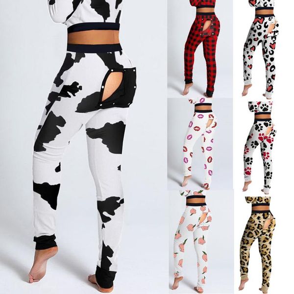 

40# fashion print leggings women casual heart lip button functional flip woman pants homewear leggins mujer women's, Black