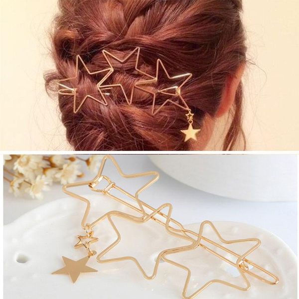 

hair clips & barrettes fashion hollow geometric clip for women elegant star circle metal barrette hairpin head accessories wedding accessori, Golden;silver
