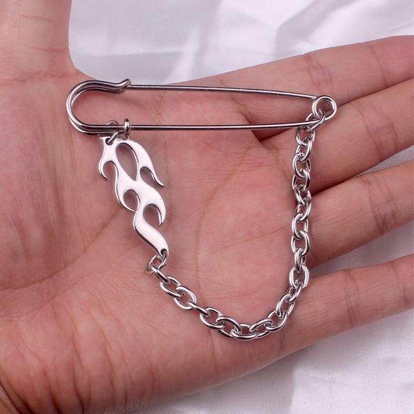 

o7ju flame chain size personality rooches fashion jewelry hip s hop denim flame chain brooch size personality fashion pin pin jewelry hip h, Gray