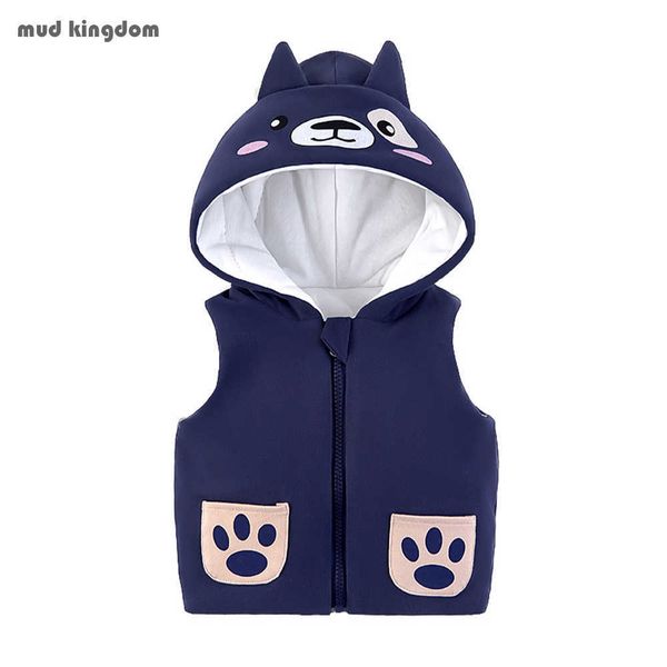 

mudkingdom baby boys girls vests hooded winter heavyweight clothing coats cute cartoon animal print kids clothes 210615, Camo