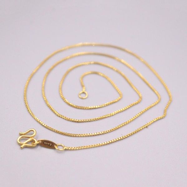 

chains 999 pure 24k yellow gold woman necklace box chain lucky gift 17.7inches 3-3.5g stamp:, Silver