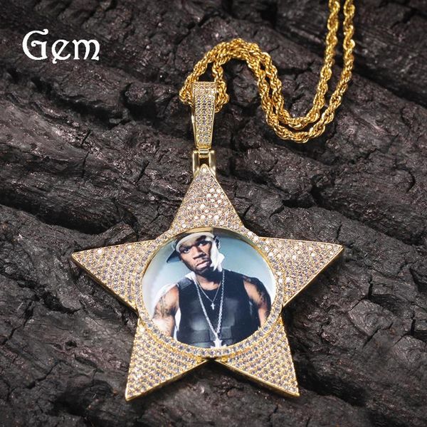

bangle hiphop pentagram po pendant copper zircon diy creative necklace gift, Black