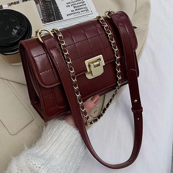 

cross body 2021 pu leather crossbody bags women luxury designer handbags for fashion chain shoulder plaid wallets and