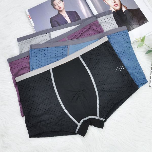 

panties breathable cool mesh hollow men's boxers summer personality youth fashion to fight more hot, Black;white