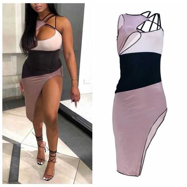 

casual dresses summer women close-fitting slip dress apricot variegated color sleeveless hollow out s/ / l/ xl/ xxl, Black;gray
