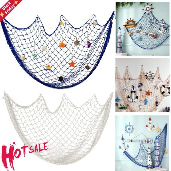 

100*200cm big blue fishing net kids favor nautical ocean theme birthday party supplies diy summer home room hanging wall decor novelty items