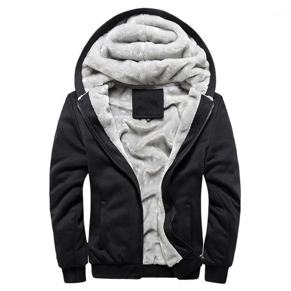 

men hoodies winter thick warm fleece zipper plus size coat sportwear male streetwear sweatshirts men's jackets, Black;brown