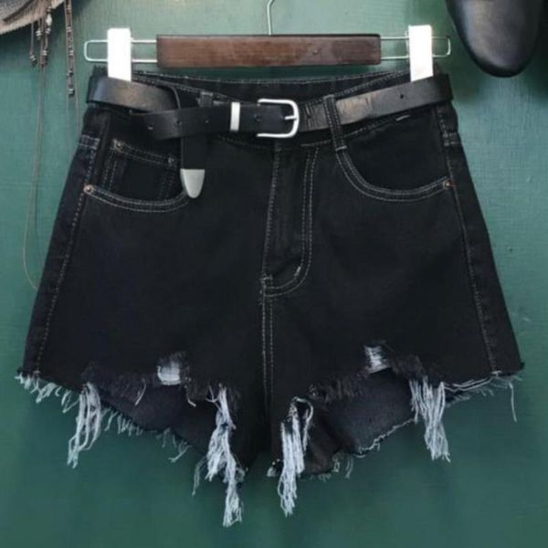 

women's shorts summer fashion irregular loose high waist black gray wide leg denim women, White;black