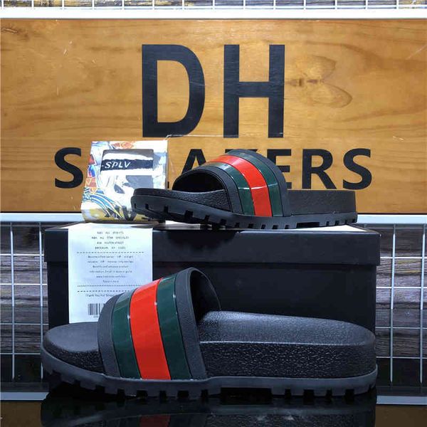 

men women rubber slipper designer sandals shoes summer beach outdoor cool slippers fashion wide lady household slide flat 4l68 zlh, Black