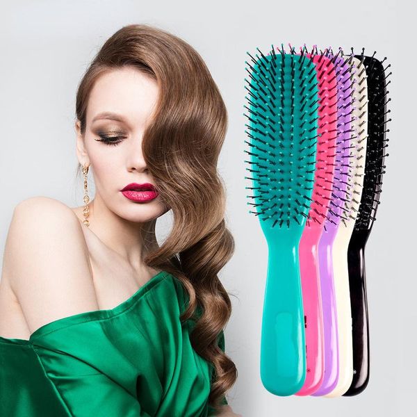

hair brushes scalp massage comb hairbrush bristle nylon women wet dry curly detangle brush salon hairdressing styling tools, Silver