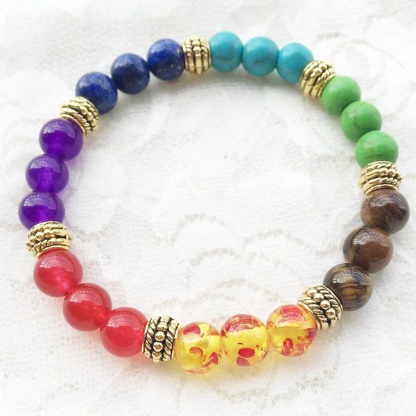 

beaded, strands 8mm rainbow chakra healing beaded bracelet natural lava stone essential oil perfume diffuser pulsera, Black