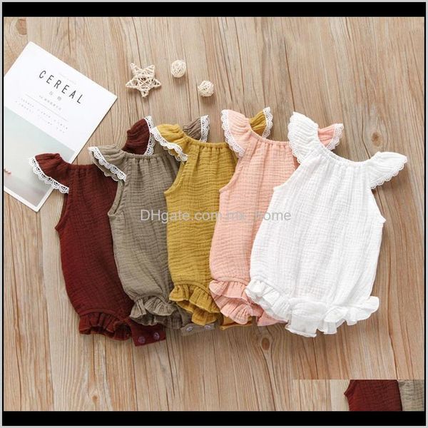 

jumpsuitsrompers clothing baby maternity drop delivery 2021 baby solid rompers 5 design summer sleeveless cotton ruffle fold lace jumpsuit k, Blue