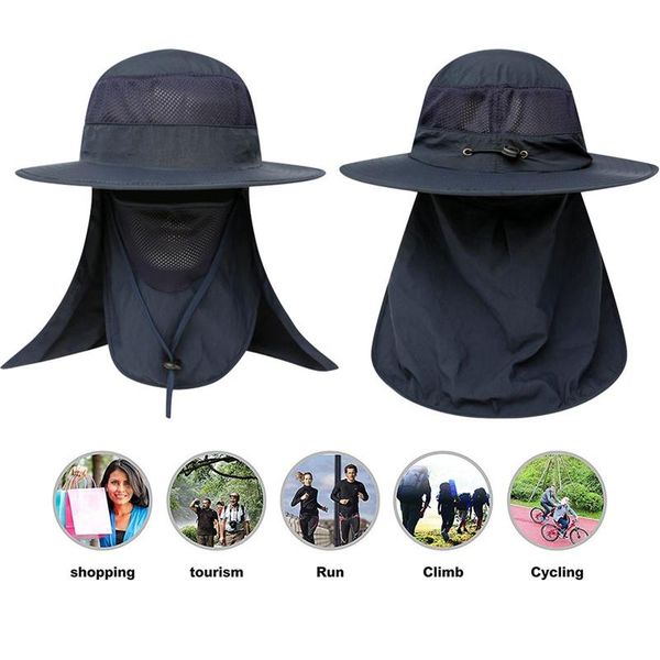 

outdoor flap cap portable sunshade mouth neck cover sun hat sportswear accessories with chin strap dfr hats, Black;white