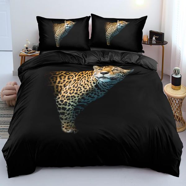

bedding sets 3d black set design leopard quilt cover animal comforter covers pillow sham 180*200cm full twin double king size