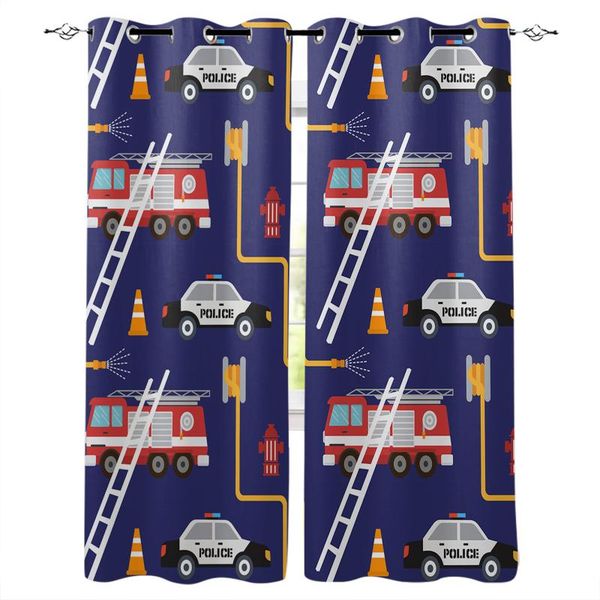 

curtain & drapes toy car fire truck children's bedroom curtains modern decoration home living room