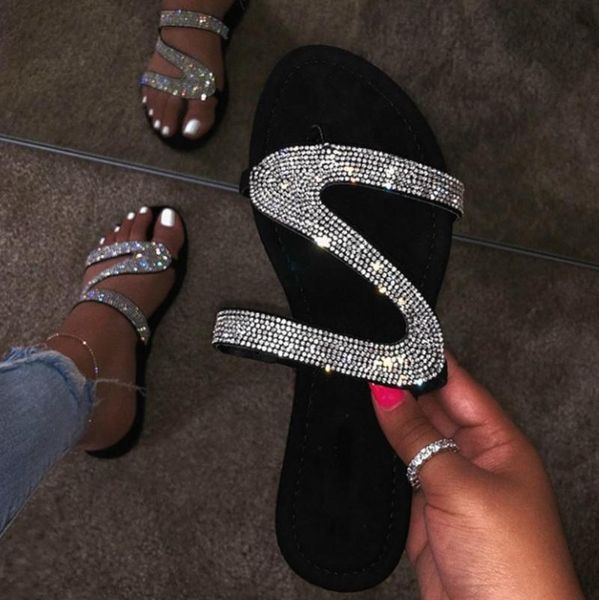

slippers summer flats mules lady sandals slip on open toe women outdoor slipper shoes woman slides snake flip flops, Black
