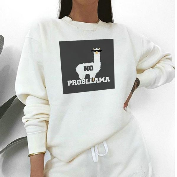 

women's hoodies & sweatshirts funny alpaca harajuku style fashion streetwear women 2021 spring white long pullover womens fluffy sweats, Black