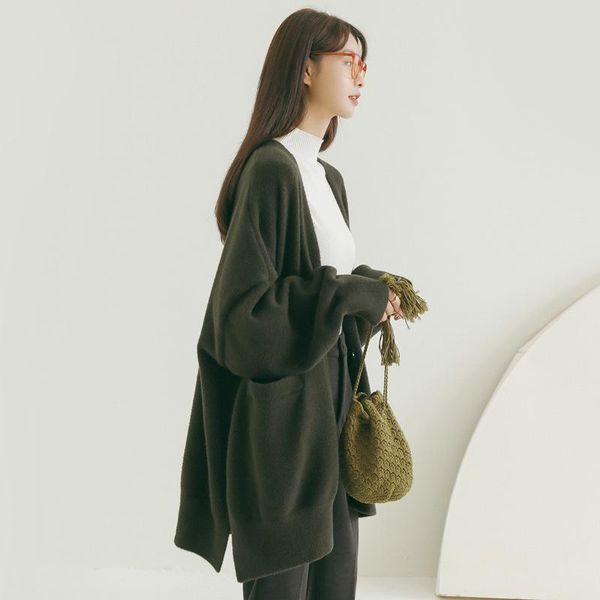 

women's sweaters 2021 thick loose lazy wind cardigan warm, White;black