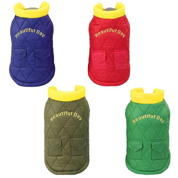 

dog apparel pet autumn and winter sleeveless clothes thickening jacket cotton-padded vest clothing warm &
