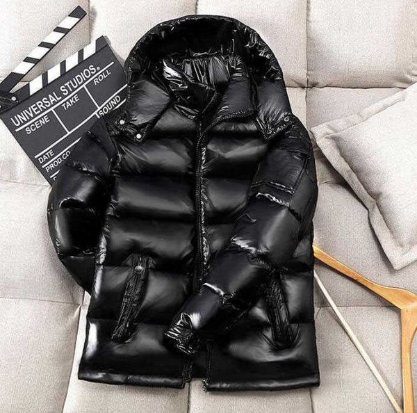 

winter down jacket men puffer jackets hooded thick coats mens women couples with monc badge parka monclair winters coat, Black