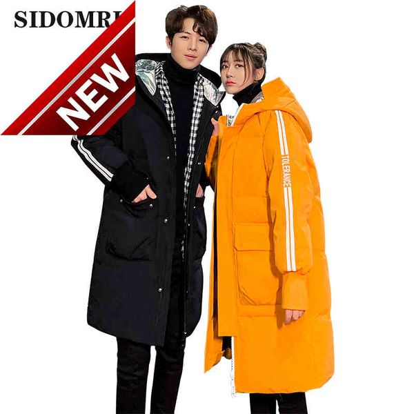 

new winter down jacket men's medium and long fashion hooded coat 80% white duck warm high quality, Black