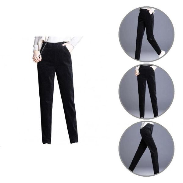 

women's pants & capris women skinny stylish straight pockets elastic waist warm harem, Black;white