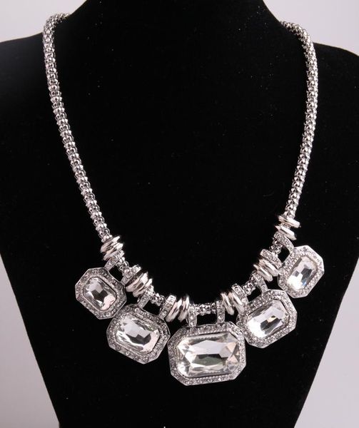

arrival fashion maize chain five glass crystal necklaces for women pendant, Silver