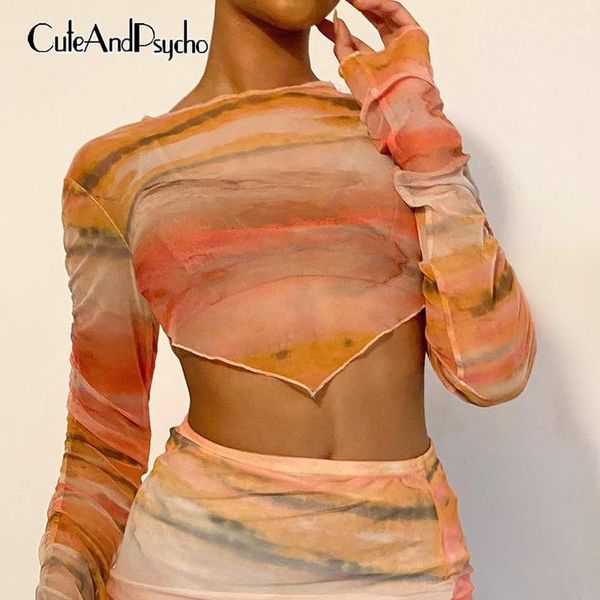 

women's t-shirt transparent y2k mesh tshirts women long sleeves harajuku vintage cropped tees summer bodycon slim outfits 90s cuteandps, White
