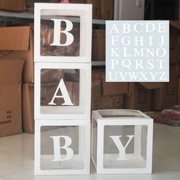 

party decoration 1 set baby shower decor alphabet name transparent packing box birthday balloon wedding 1st kids