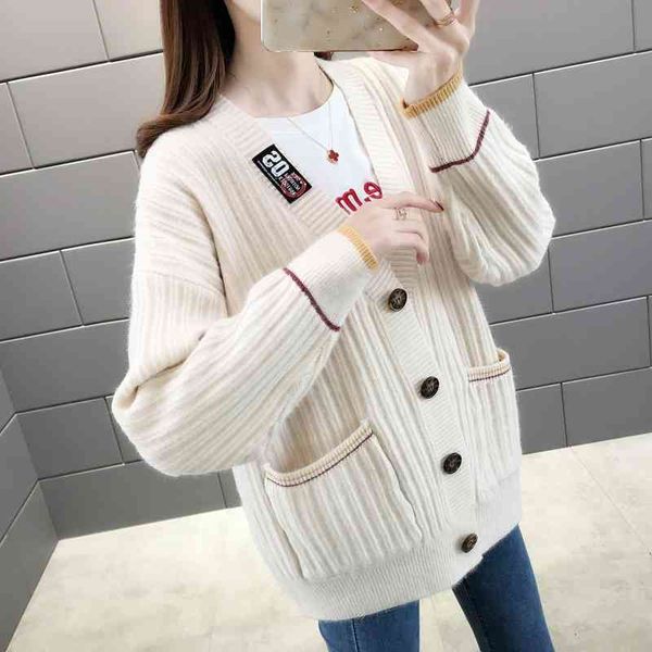 

women's knits & tees new cardigan sweaters spring womens nightgown casual loose s single-breasted pocket jackets ahbk, White